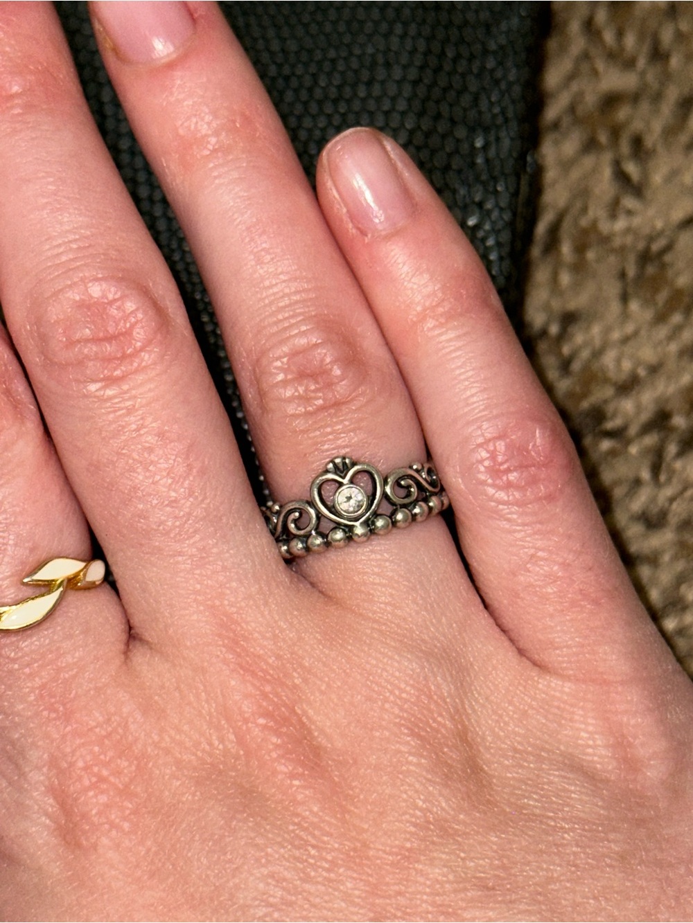 Pandora Sterling Silver Heart Crown Ring - Silver